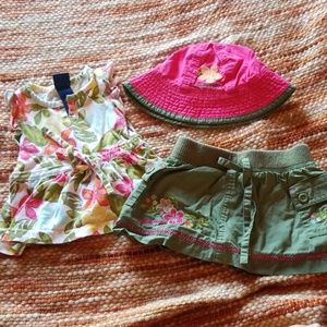 Baby girls 3 6 month skirt shirt hat bundle outfit